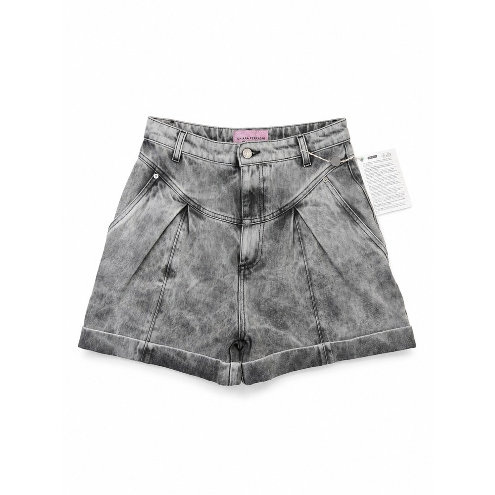 Chiara Ferragni NWT Acid Wash Denim Shorts Size 30 High Rise Made in Italy